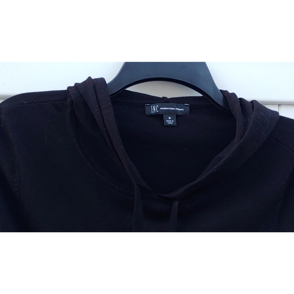 ✨Glamorous✨ INC International Concepts Gem Bell Sleeve Hoodie Black - Picture 6 of 8